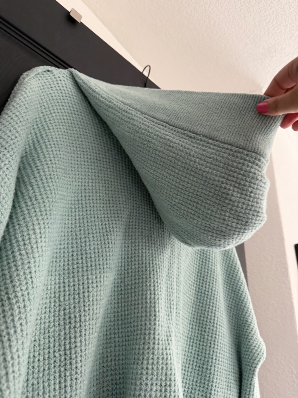 aerie Cozy Up Waffle Knit Hooded Sweater - Picture 7 of 9